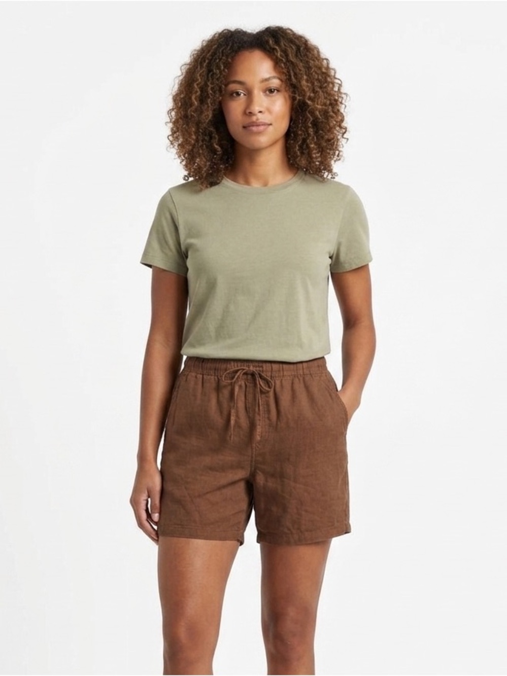 Onia Linen Blend Elastic Drawstring Waist Shorts Size M Resort Luxury beach chic